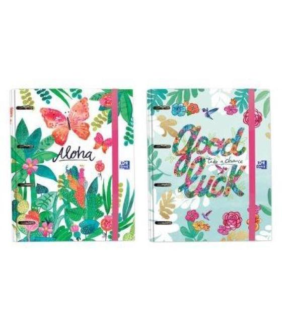 Oxford carpeta anillas jungle 4x35 europeanbinder a4+ c/recambio 100 hojas 90gr 5x5 surtidos