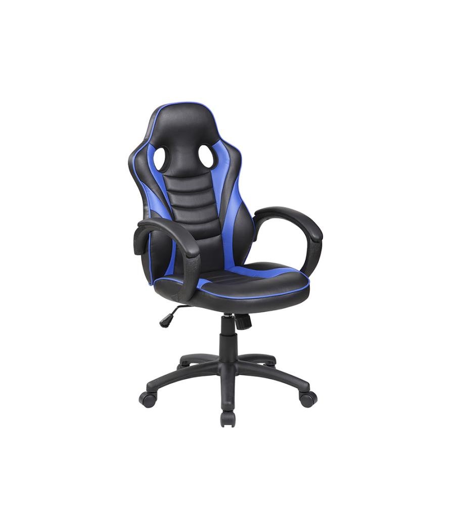 Silla rocada gaming con brazos fijos base nylon con ruedas basculante similpiel negro/azul 480x490x1060-1160