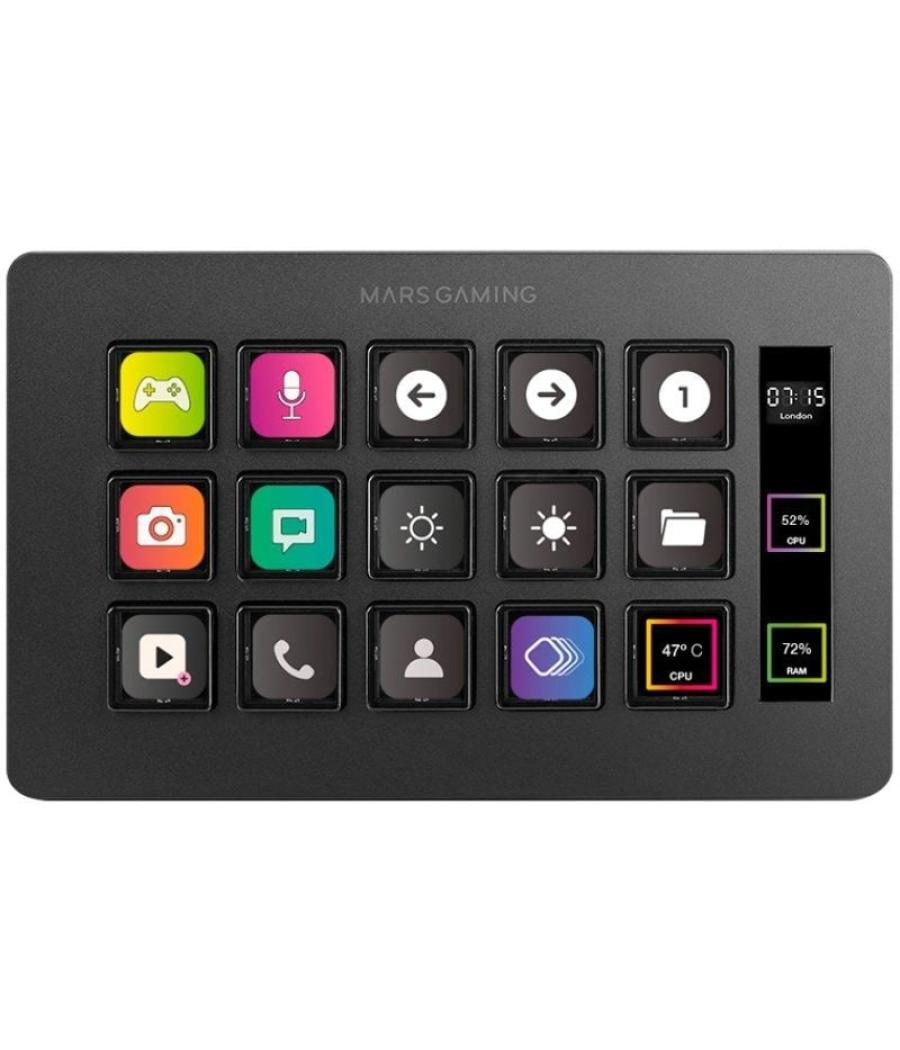 Stream deck slim mars gaming msd-one/ 15 teclas lcd/ negro