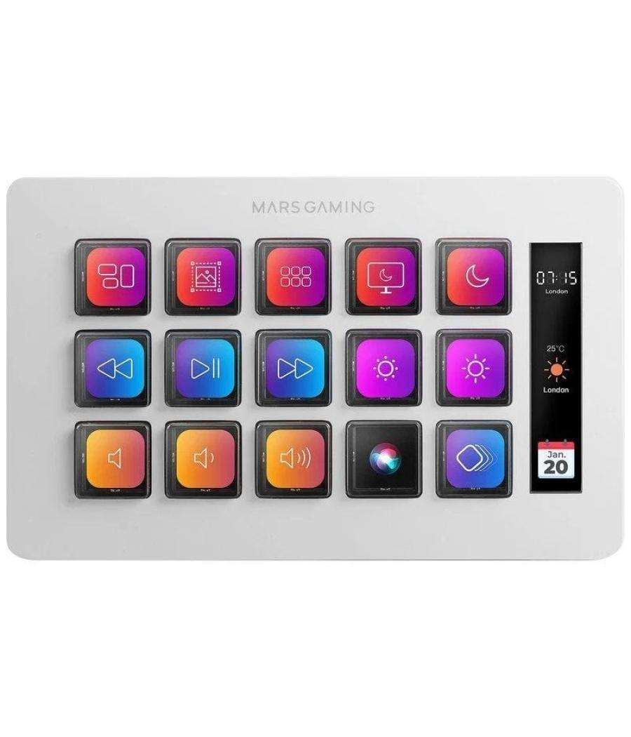 Stream deck slim mars gaming msd-one/ 15 teclas lcd/ blanco