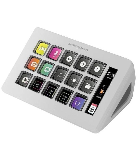 Stream deck slim mars gaming msd-one/ 15 teclas lcd/ blanco