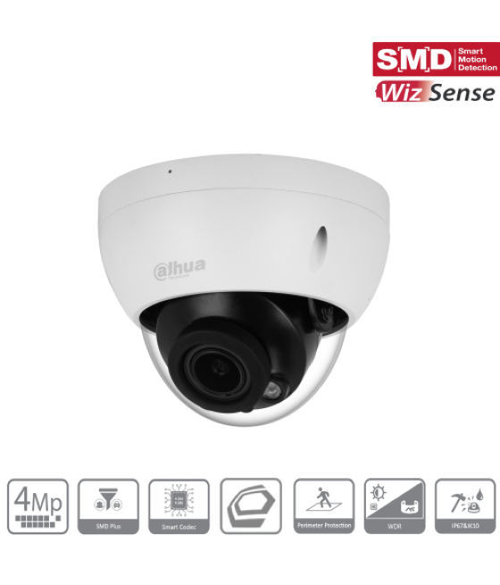 (dh-ipc-hdbw2441rp-zs-27135) dahua cámara ip domo antivandálica lite wizsense serie 2 4mp smart h265 led ir pal wdr starlight so