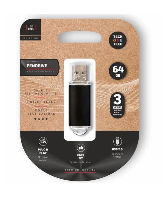 Pendrive 64gb tech one tech basic usb 2.0/ negro