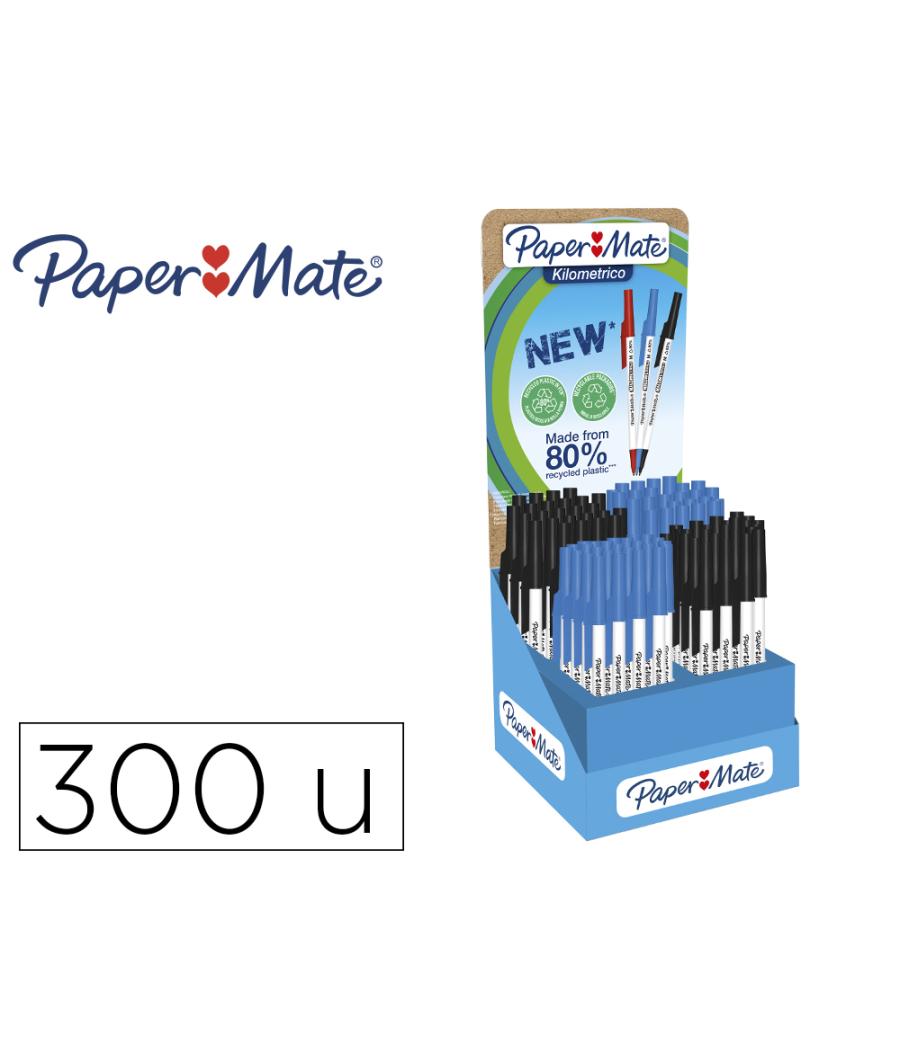 Bolígrafo paper mate kilometrico punta 1 mm plástico reciclado 80% expositor de 300 unidades