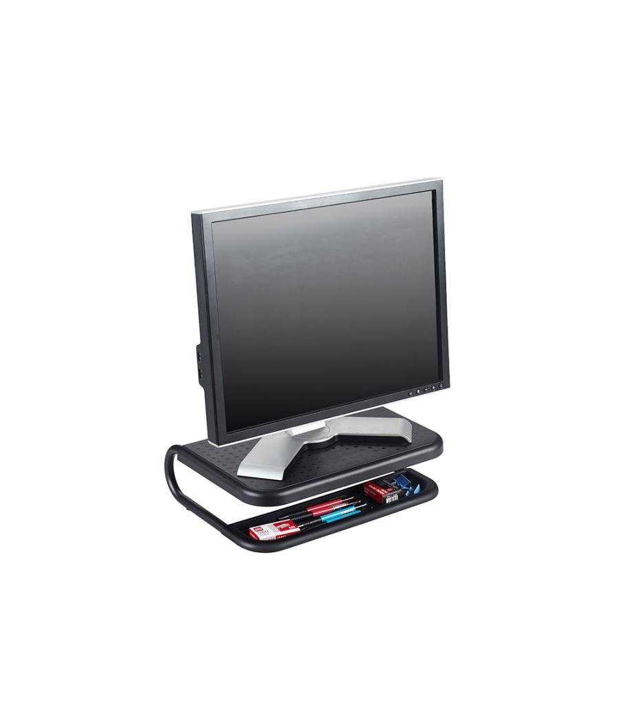 Soporte q-connect para portatil y monitor de pc con bandeja organizadora color negro