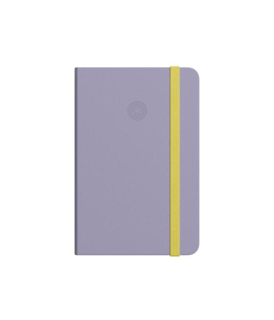 Cuaderno con gomilla antartik notes tapa blanda a6 cuadricula morado y amarillo 100 hojas 80 gr fsc