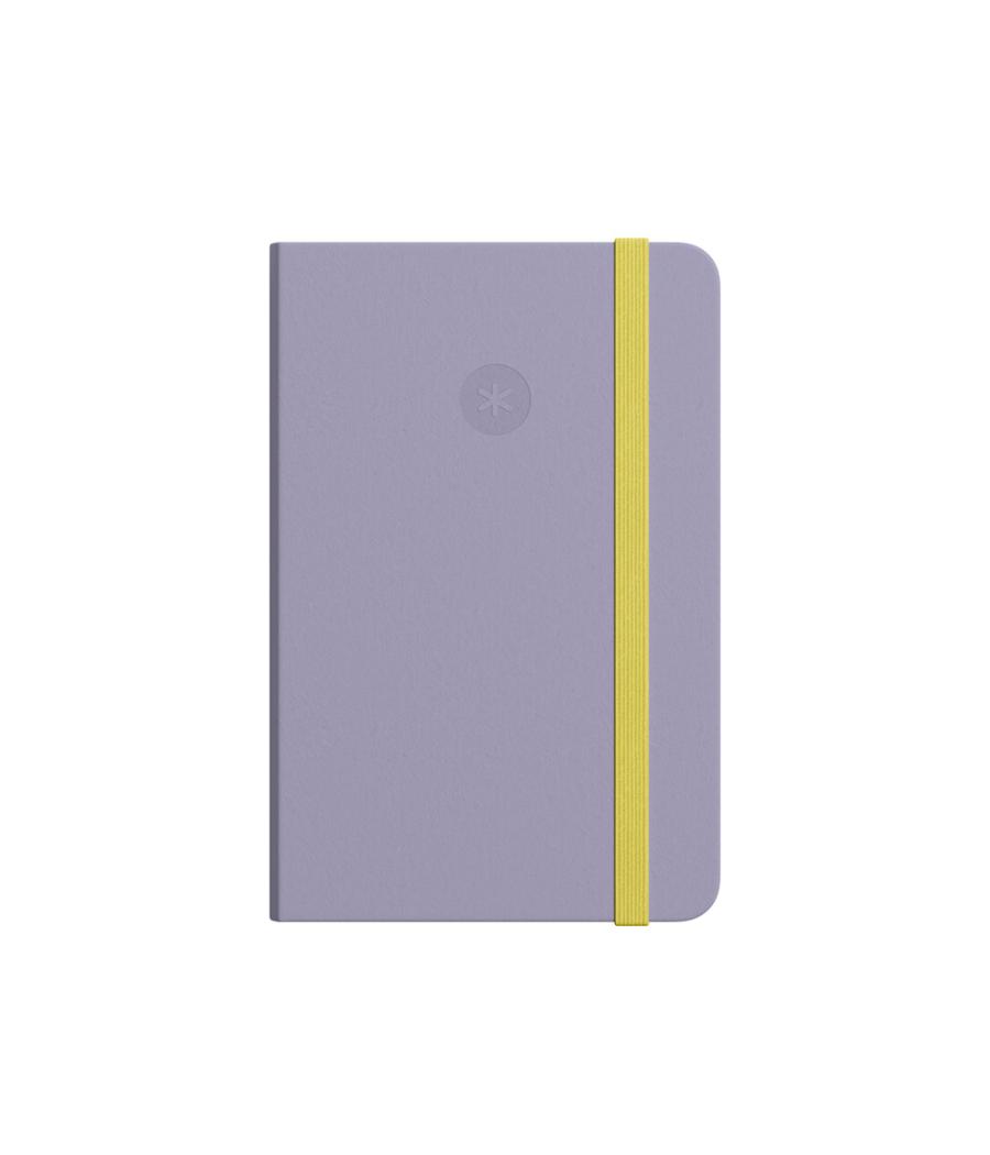 Cuaderno con gomilla antartik notes tapa blanda a6 cuadricula morado y amarillo 100 hojas 80 gr fsc