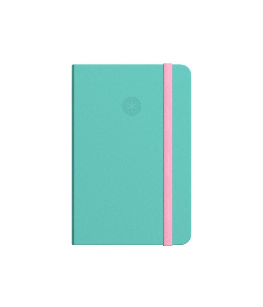 Cuaderno con gomilla antartik notes tapa blanda a5 hojas cuadricula rosa y turquesa 80 hojas 80 gr fsc