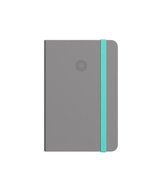 Cuaderno con gomilla antartik notes tapa blanda a6 cuadricula gris y turquesa 100 hojas 80 gr fsc