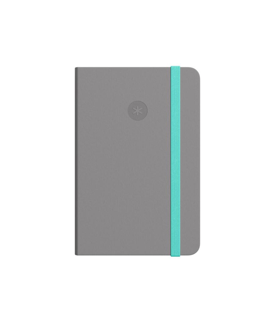 Cuaderno con gomilla antartik notes tapa blanda a6 rayas gris y turquesa 100 hojas 80 gr fsc