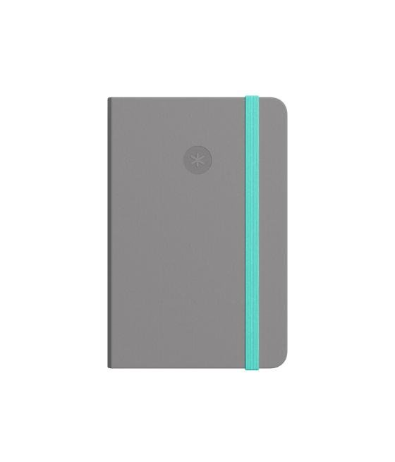 Cuaderno con gomilla antartik notes tapa blanda a6 hojas lisas gris y turquesa 100 hojas 80 gr fsc