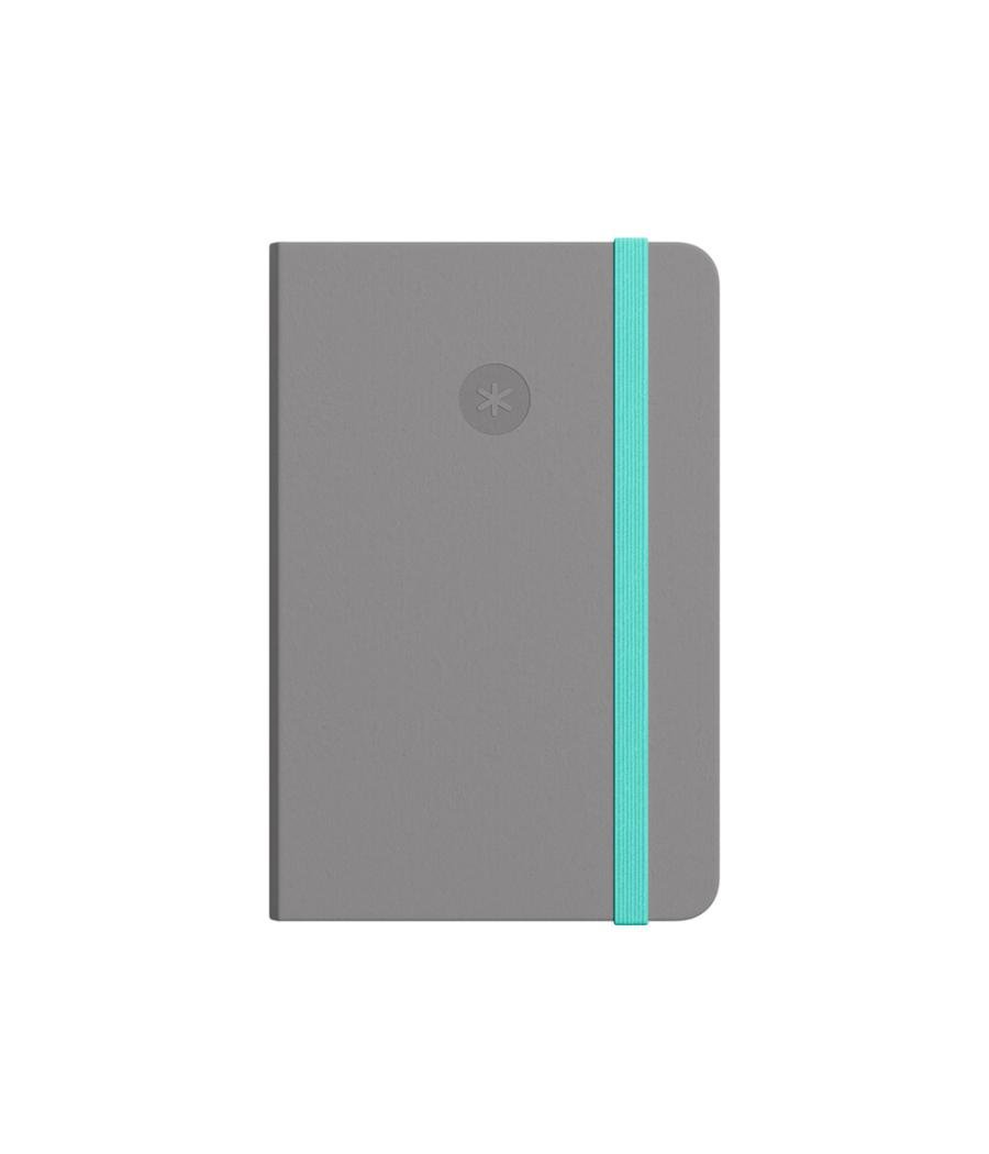 Cuaderno con gomilla antartik notes tapa blanda a5 hojas cuadricula gris y turquesa 80 hojas 80 gr fsc