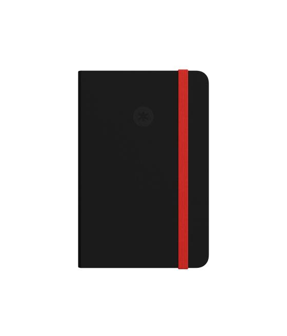 Cuaderno con gomilla antartik notes tapa blanda a6 rayas negro y rojo 100 hojas 80 gr fsc