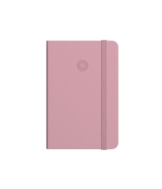 Cuaderno con gomilla antartik notes tapa blanda a6 cuadricula rosa pastel 100 hojas 80 gr fsc