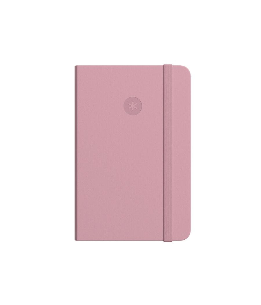 Cuaderno con gomilla antartik notes tapa blanda a6 cuadricula rosa pastel 100 hojas 80 gr fsc