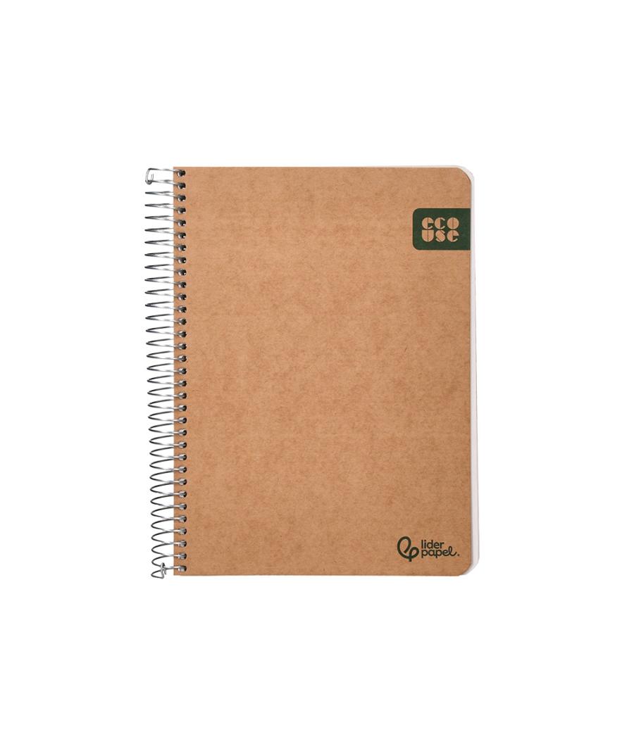 Cuaderno espiral liderpapel a5 tapa cartulina kraft contracolada 120h papel 100% reciclado 80 gr liso