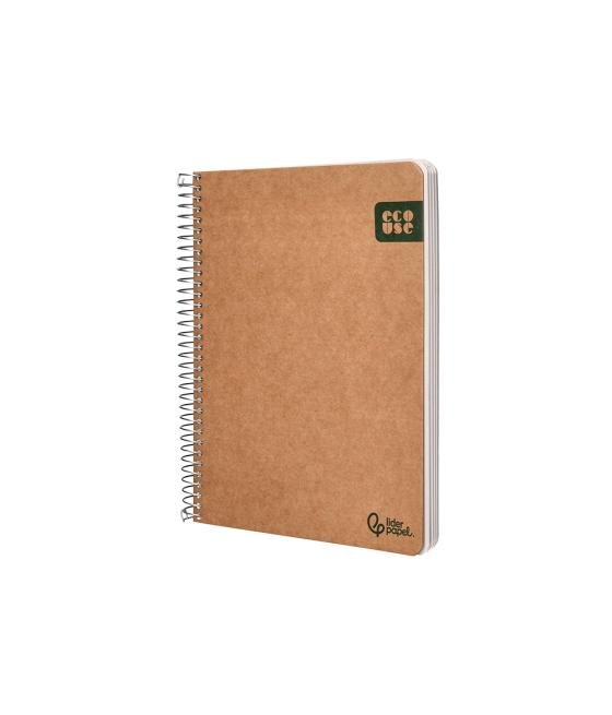 Cuaderno espiral liderpapel a5 tapa cartulina kraft contracolada 120h papel 100% reciclado 80 gr liso