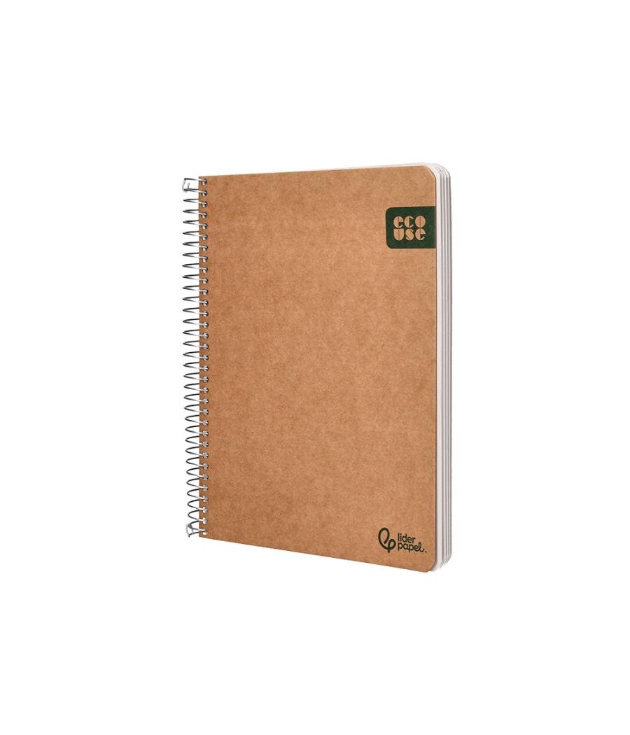 Cuaderno espiral liderpapel a5 tapa cartulina kraft contracolada 120h papel 100% reciclado 80 gr liso