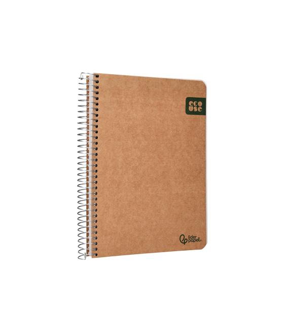 Cuaderno espiral liderpapel a5 tapa cartulina kraft contracolada 120h papel 100% reciclado 80 gr liso