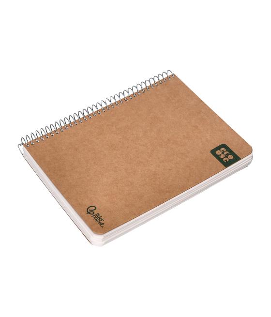 Cuaderno espiral liderpapel a5 tapa cartulina kraft contracolada 120h papel 100% reciclado 80 gr liso