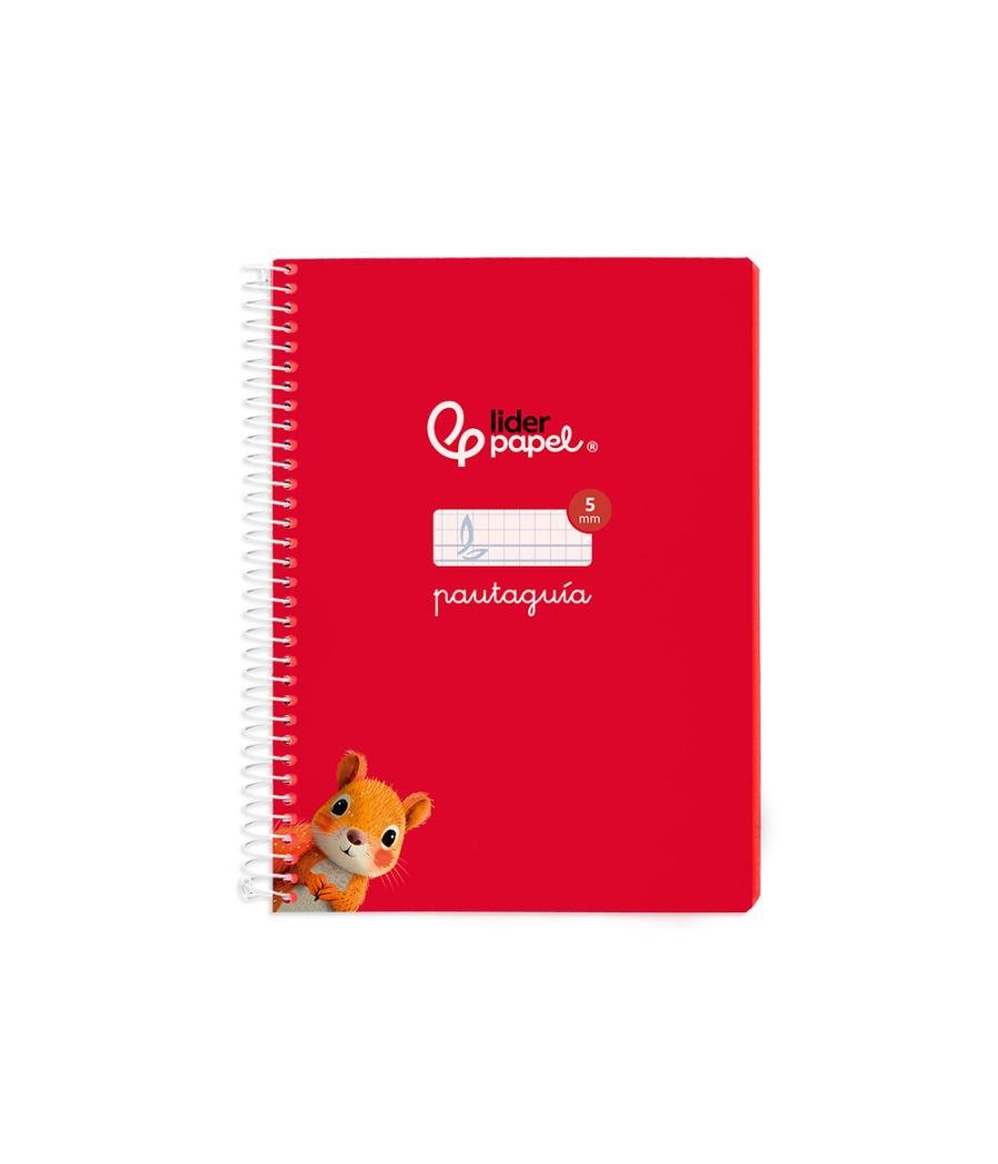 Cuaderno espiral liderpapel di n a5 pautaguia tapa blanda 40h 75 gr cuadro pautado 5mm color rojo