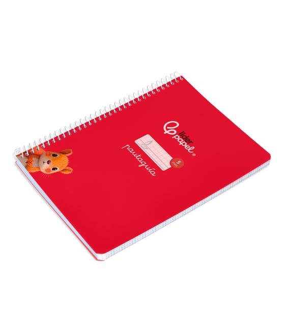 Cuaderno espiral liderpapel di n a5 pautaguia tapa blanda 40h 75 gr cuadro pautado 5mm color rojo