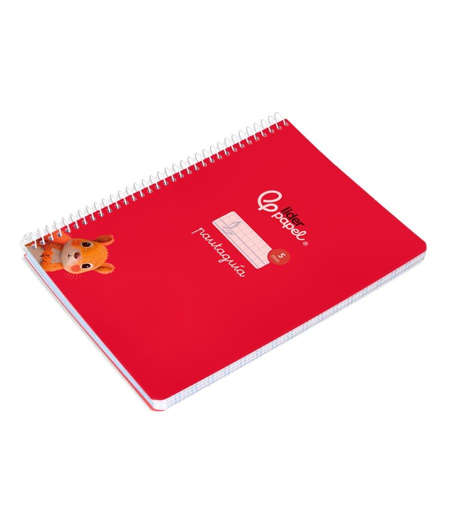 Cuaderno espiral liderpapel di n a5 pautaguia tapa blanda 40h 75 gr cuadro pautado 5mm color rojo