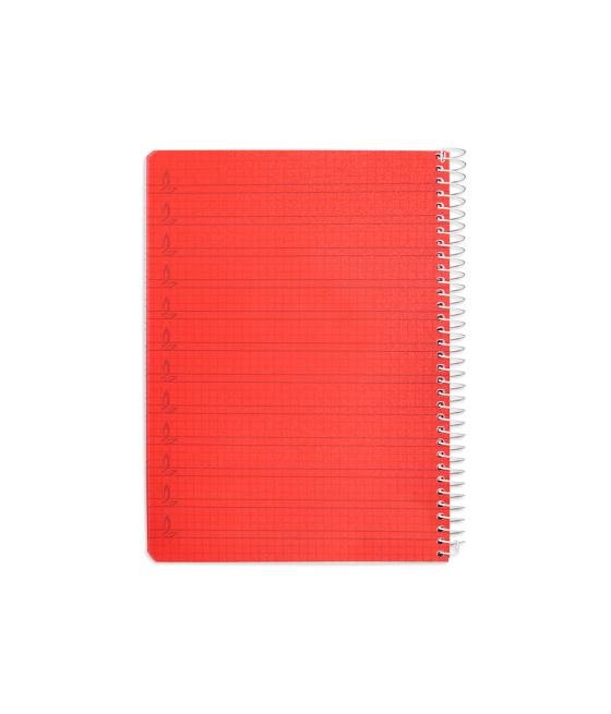 Cuaderno espiral liderpapel din a5 pautaguia tapa plástico 80h 90gr cuadro pautado 4mm con margen color rojo