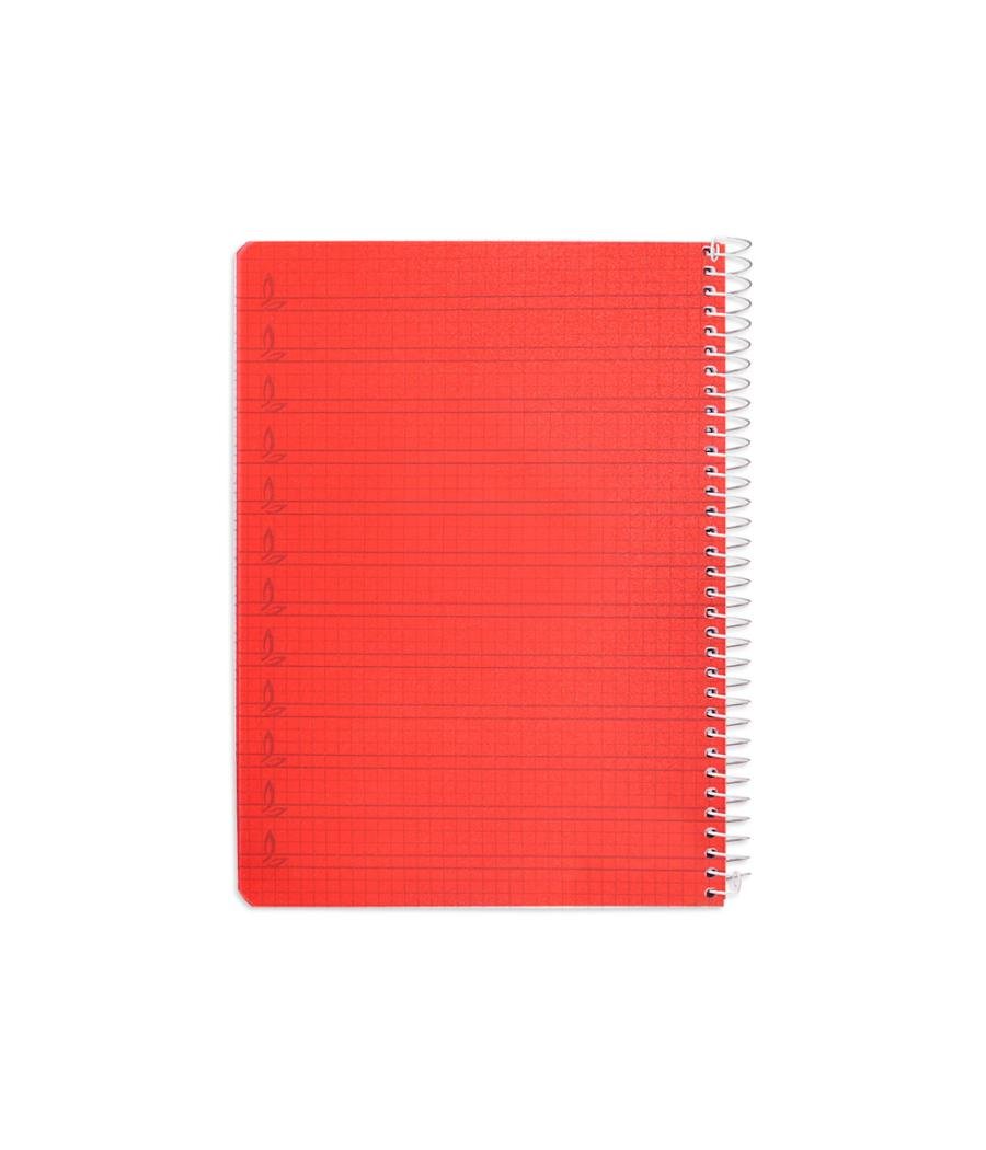 Cuaderno espiral liderpapel din a5 pautaguia tapa plástico 80h 90gr cuadro pautado 4mm con margen color rojo