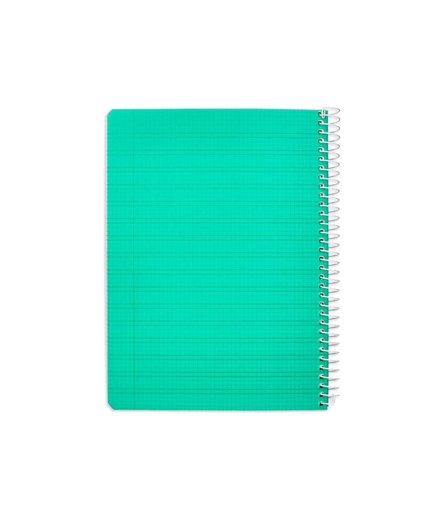 Cuaderno espiral liderpapel din a5 pautaguia tapa plástico 80h 90gr cuadro pautado 3 mm con margen color verde