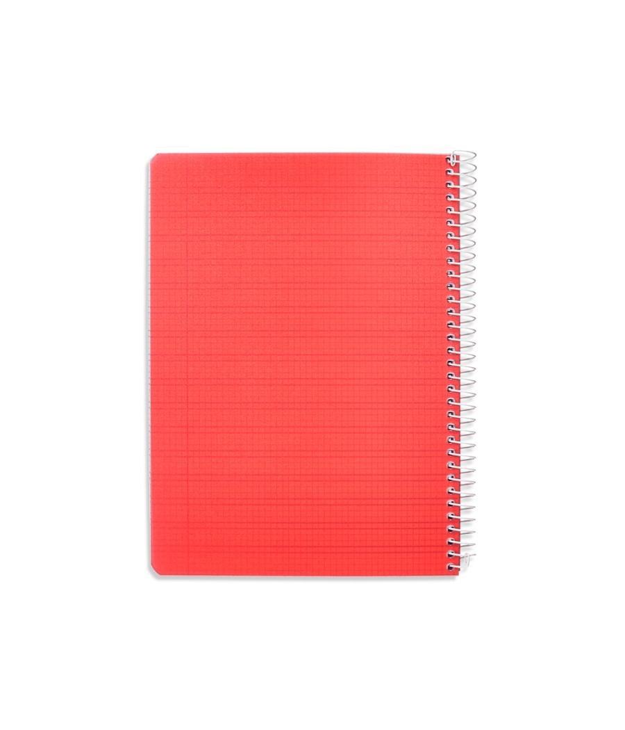 Cuaderno espiral liderpapel din a5 pautaguia tapa plástico 80h 90gr cuadro pautado 3 mm con margen color rojo