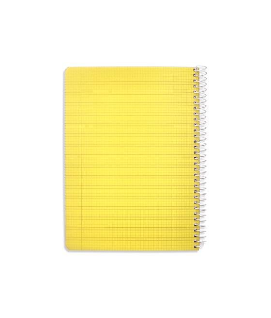 Cuaderno espiral liderpapel din a5 pautaguia tapa plástico 80h 90gr cuadro pautado 3 mm con margen color amarillo