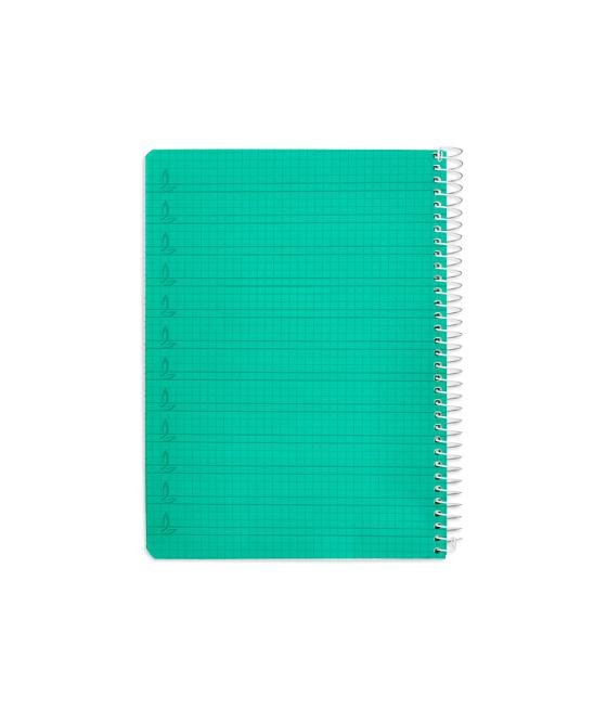 Cuaderno espiral liderpapel din a5 pautaguia tapa plástico 80h 90gr cuadro pautado 4mm con margen color verde