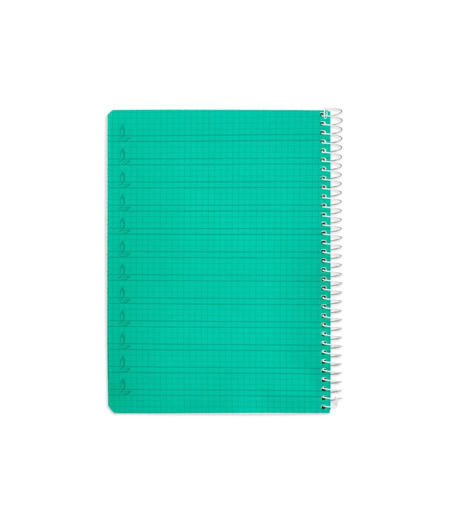 Cuaderno espiral liderpapel din a5 pautaguia tapa plástico 80h 90gr cuadro pautado 4mm con margen color verde