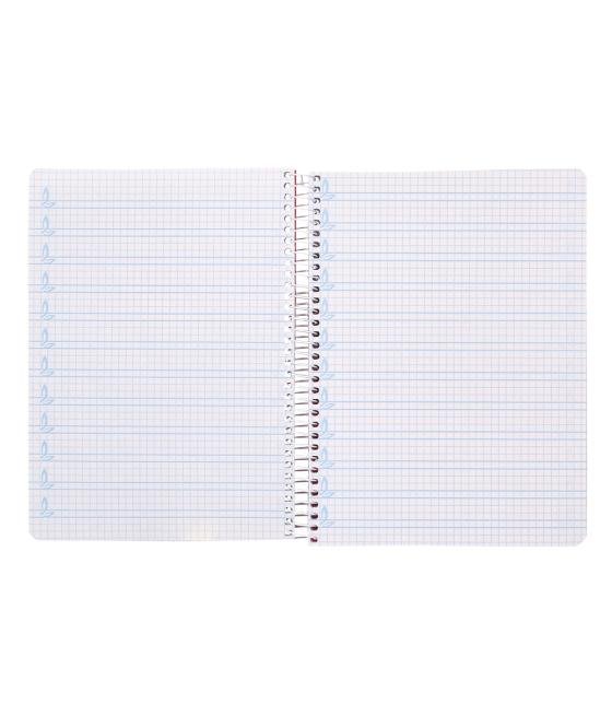 Cuaderno espiral liderpapel din a5 pautaguia tapa plástico 80h 90gr cuadro pautado 4mm con margen color azul