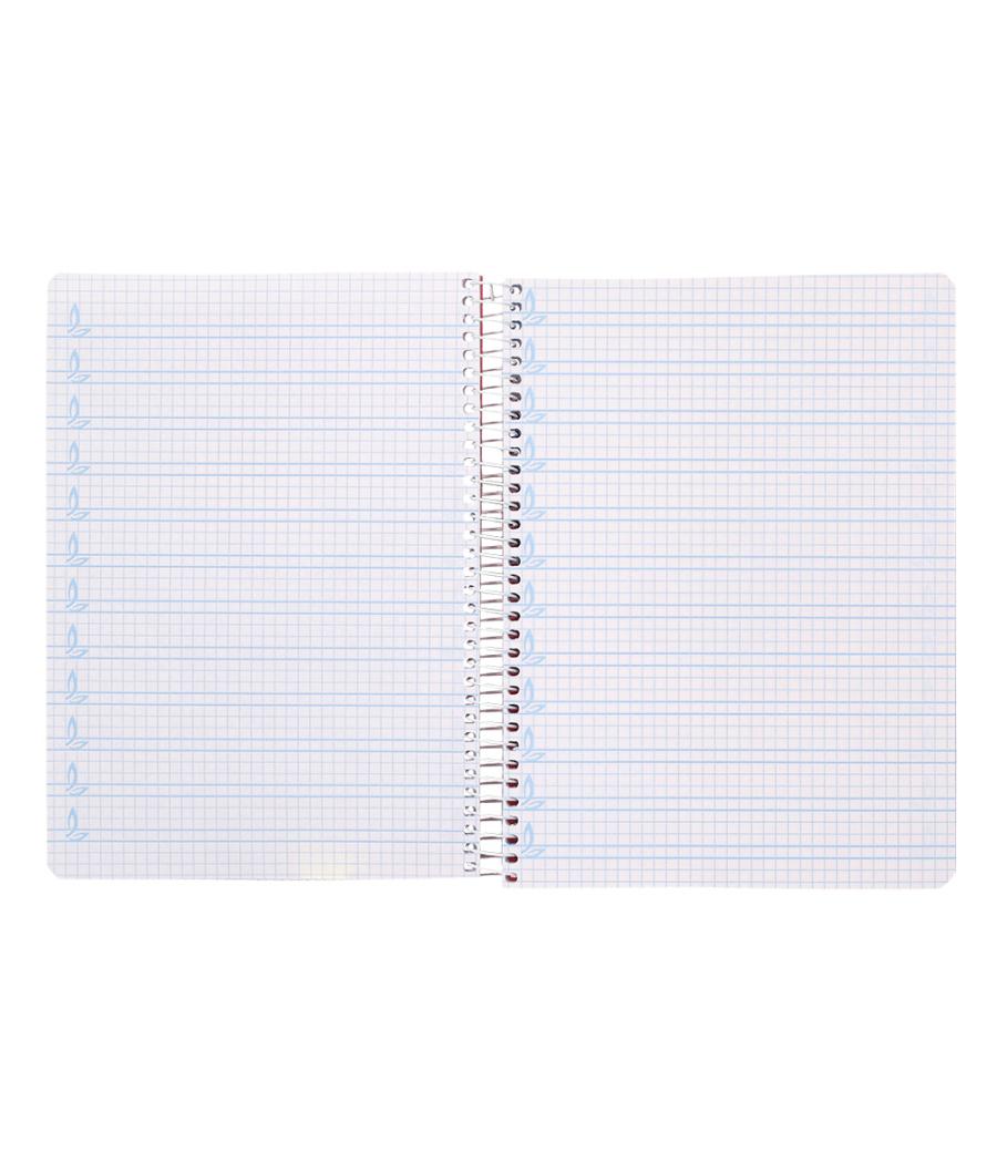 Cuaderno espiral liderpapel din a5 pautaguia tapa plástico 80h 90gr cuadro pautado 4mm con margen color azul