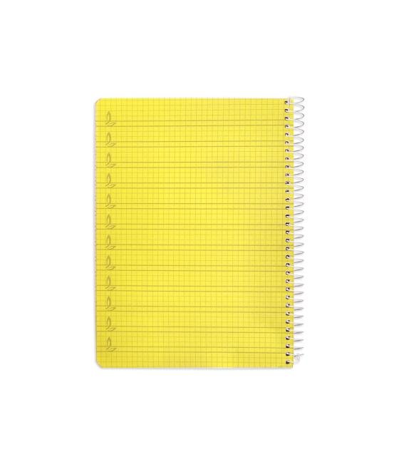 Cuaderno espiral liderpapel din a5 pautaguia tapa plástico 80h 90gr cuadro pautado 4mm con margen color amarillo