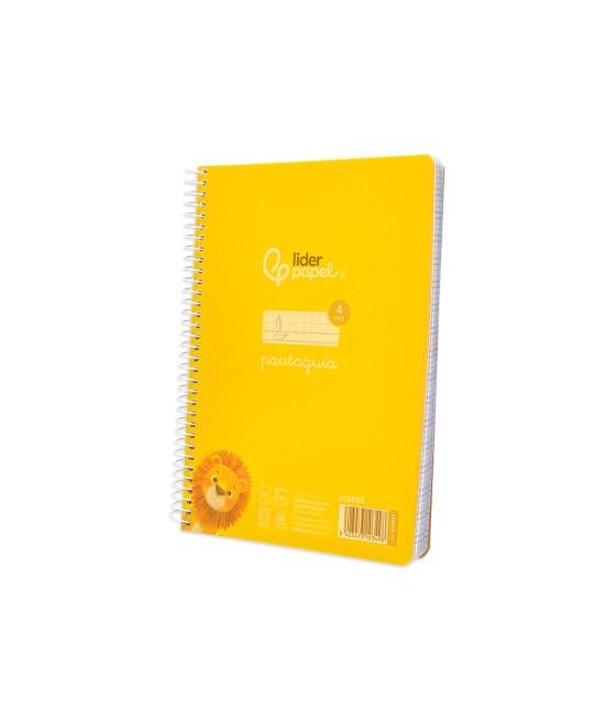 Cuaderno espiral liderpapel din a5 pautaguia tapa plástico 80h 90gr cuadro pautado 4mm con margen color amarillo