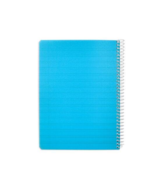 Cuaderno espiral liderpapel din a5 pautaguia tapa plástico 80h 90gr cuadro pautado 3 mm con margen color azul