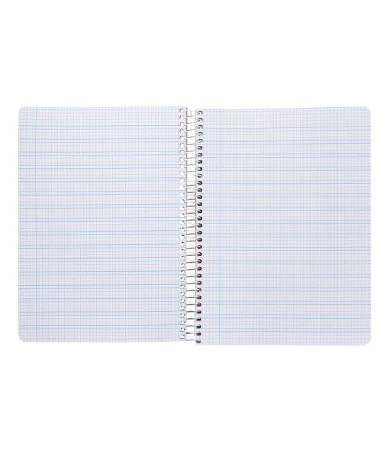 Cuaderno espiral liderpapel din a5 pautaguia tapa plástico 80h 90gr cuadro pautado 3 mm con margen color azul