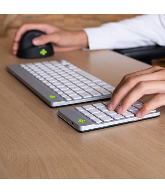 R-Go Tools Teclado numérico R-Go Numpad Break, teclado numérico ergonómico con software de pausa, bluetooth, blanco