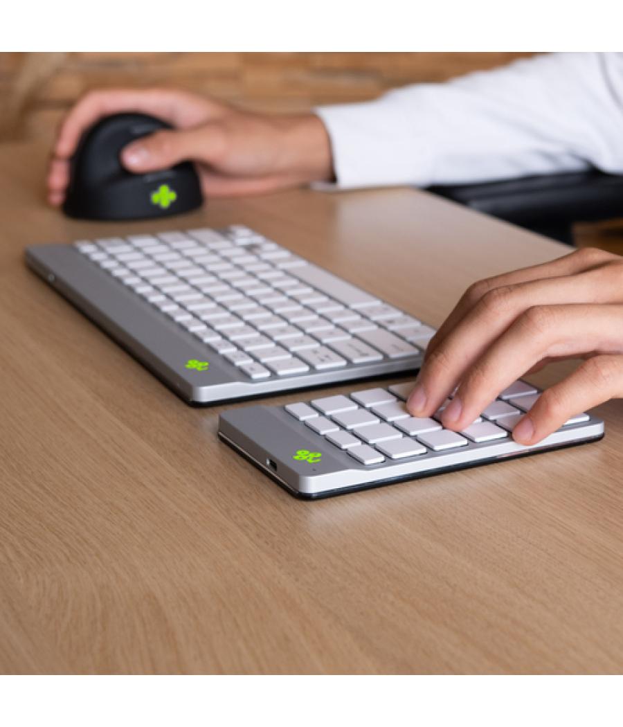 R-Go Tools Teclado numérico R-Go Numpad Break, teclado numérico ergonómico con software de pausa, bluetooth, blanco