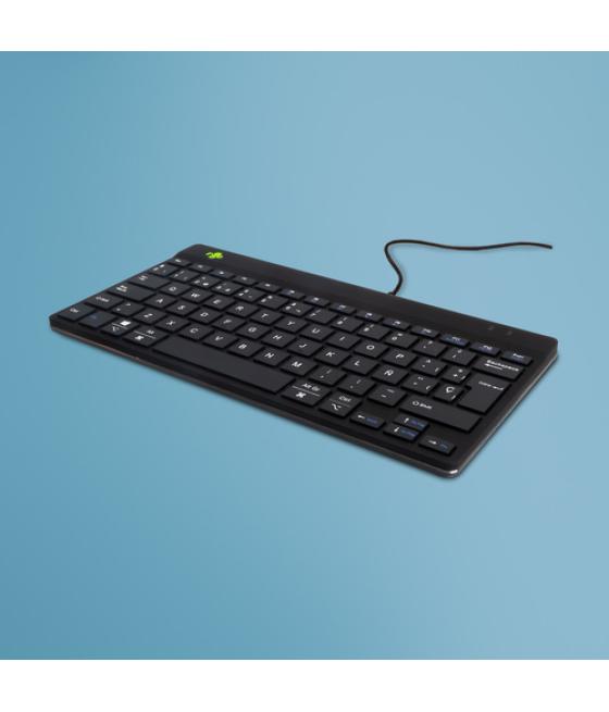 R-Go Tools Teclado ergonómico R-Go Compact Break, teclado compacto con software de pausa, QWERTY (ES), cableado, negro