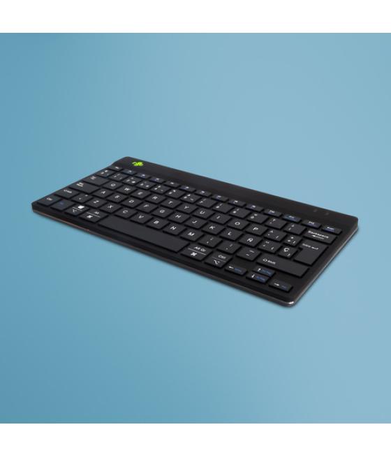 R-Go Tools Teclado ergonómico R-Go Compact Break, teclado compacto con software de pausa, QWERTY (ES), bluetooth, negro