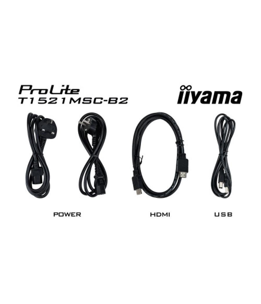 Iiyama prolite t1521msc-b2 pantalla para pc 38,1 cm (15") 1024 x 768 pixeles xga led pantalla táctil mesa negro