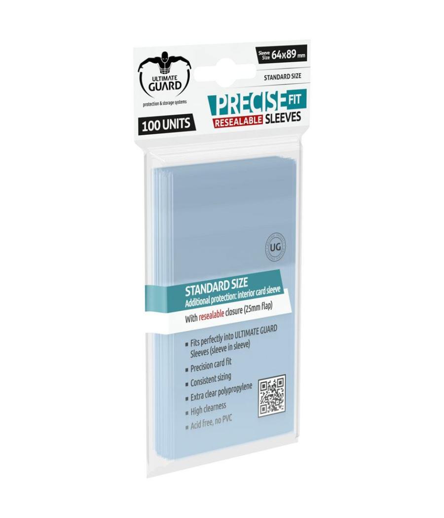 Fundas transparentes de cartas ultimate guard precise - fit cierre reutilizable tamaño estándar 100 unidades