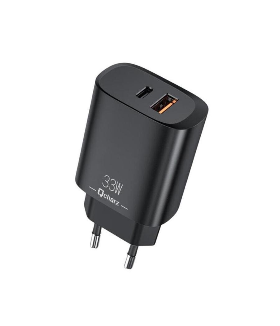 Cargador qcharx eros 3a 33w 1 x usb tipo a - 1 x usb tipo c negro