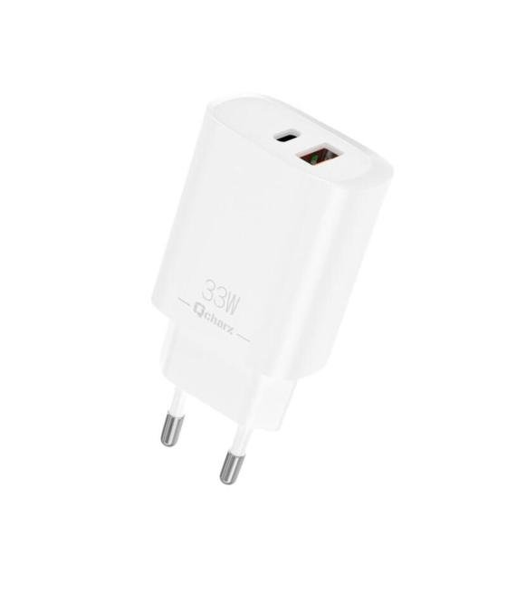 Cargador qcharx eros 3a 33w 1 x usb tipo a - 1 x usb tipo c blanco