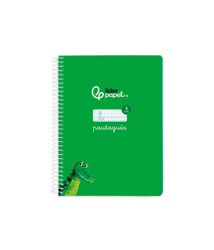 Cuaderno espiral liderpapel di n a5 pautaguia tapa blanda 40h 75 gr cuadro pautado 5mm color verde