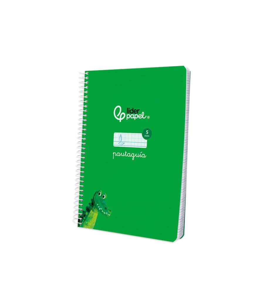 Cuaderno espiral liderpapel di n a5 pautaguia tapa blanda 40h 75 gr cuadro pautado 5mm color verde